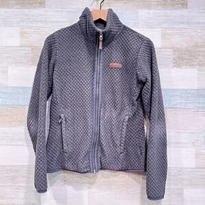 Columbia Fire Side Sherpa Full Zip Fleece Jacket Gray Mock Neck Womens Small